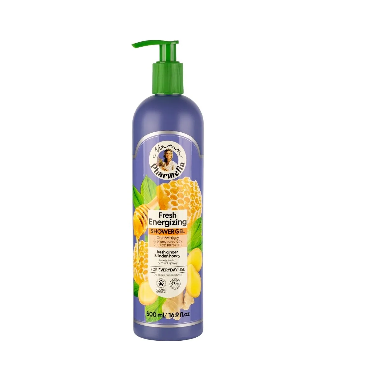 Svieži energizujúci sprchový gél so zázvorom a lipovým medom - 500 ml - Mama Pharmelia