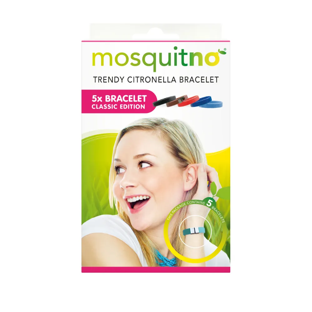 MosquitNo Náramok Classic so sponou uvoľňujúce citronelovú vôňu, nastaviteľná veľkosť 1×5 ks, náramky proti komárom
