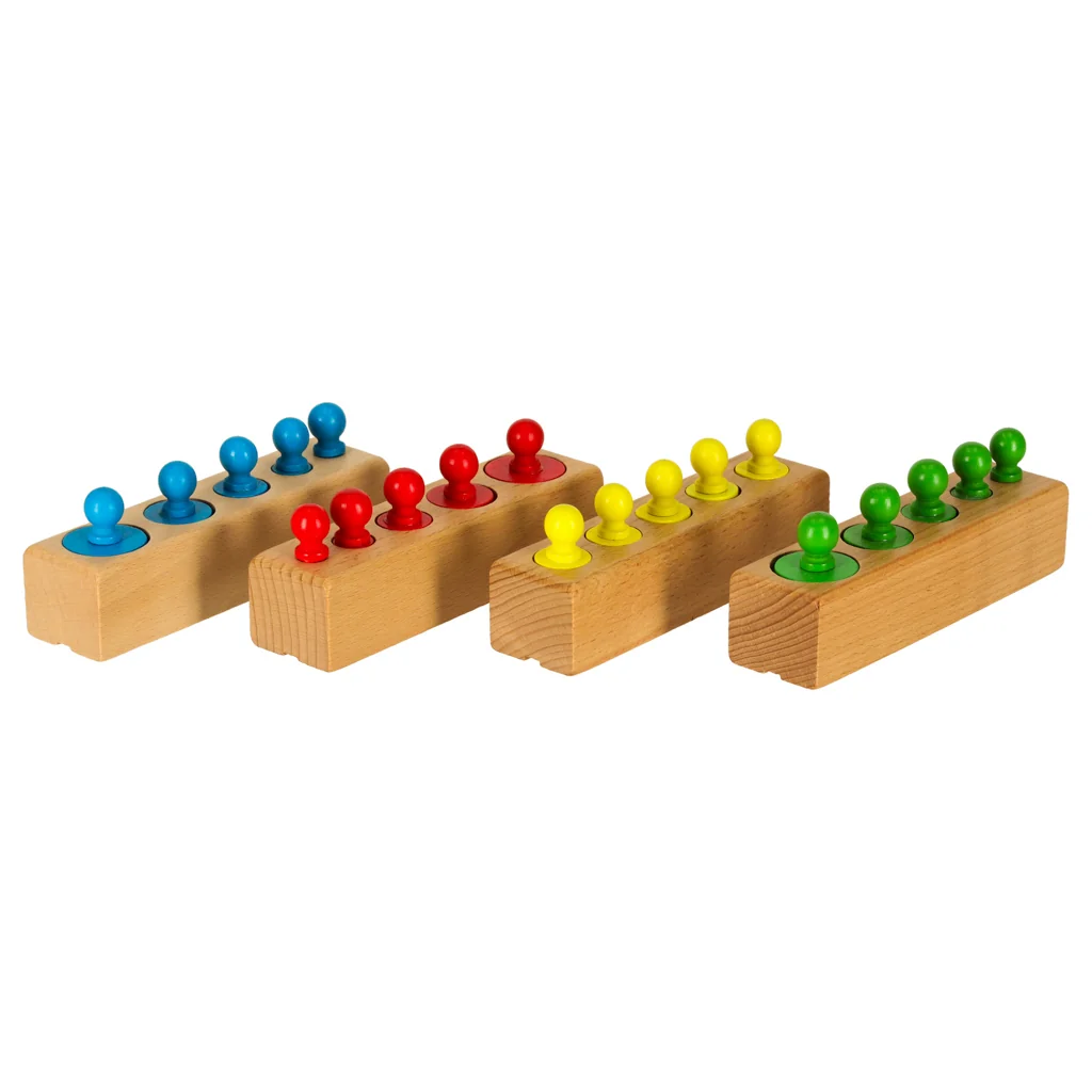 Montessori hra, vzdelávacie farebné drevené valčeky, 20 dielov