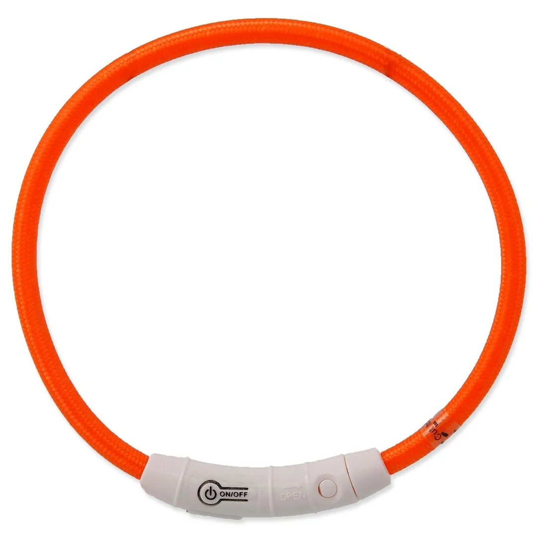 Obojok Dog Fantasy LED nylon oranžový 65cm