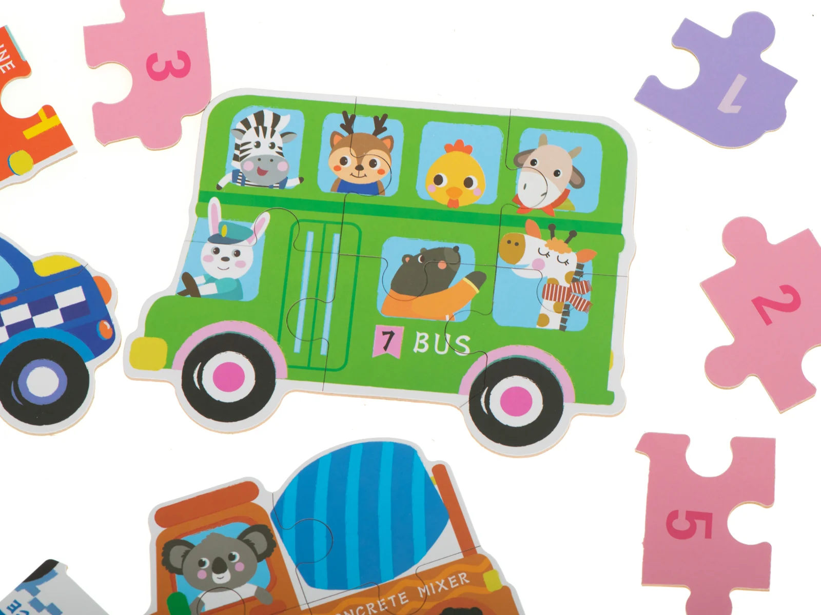 Puzzle pre deti v plechovej krabičke, 30 dielikov, vozidlá