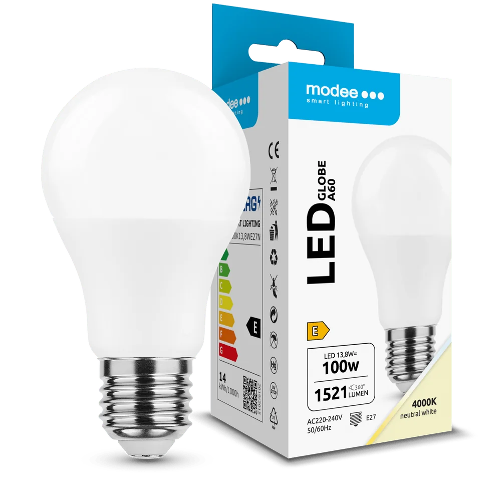 Modee Lighting LED žiarovka Globe A60 13,8W E27 360° 4000K 1521 lm ERP (ML-G4000K13,8WE27N)