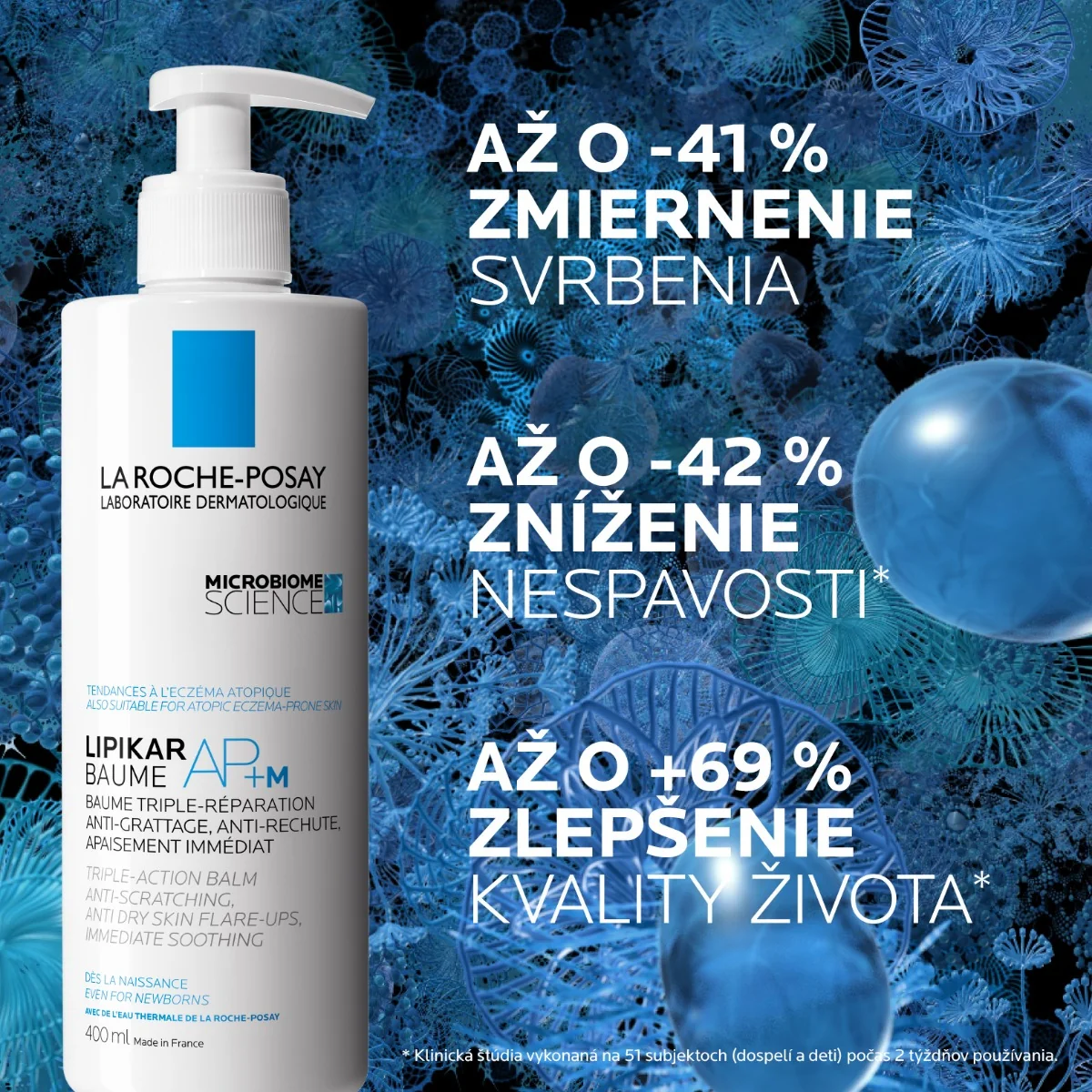 LA ROCHE-POSAY Lipikar Baume AP+M Relipidačný balzam proti svrbeniu a podráždeniu pokožky 400 ml 1×400 ml, relipidačný telový balzam