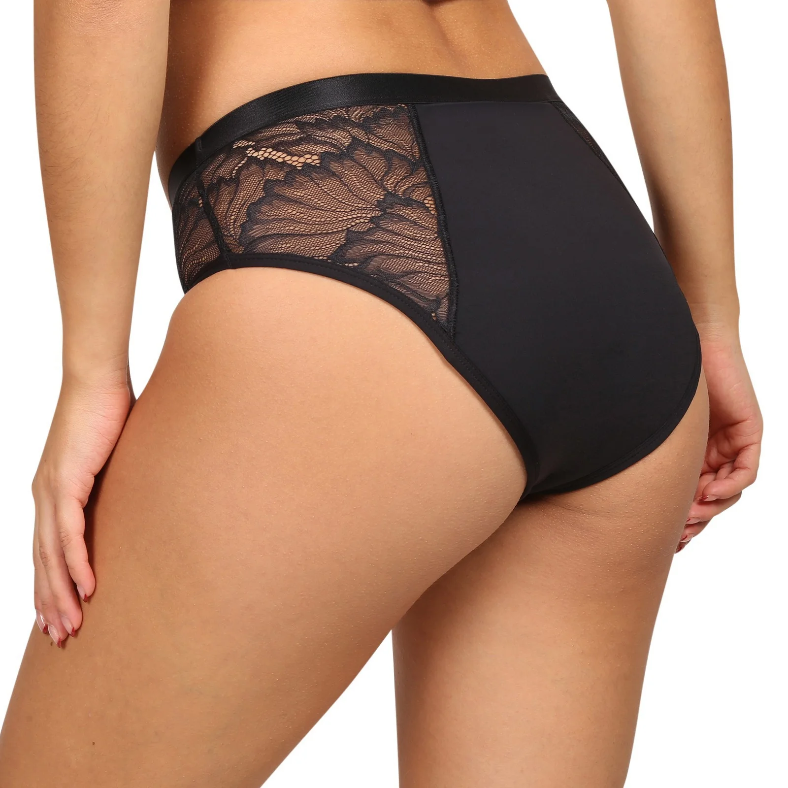 Menštruačné nohavičky čierne LUXE Lace Midi BRIEF (LLUWLAMI) S