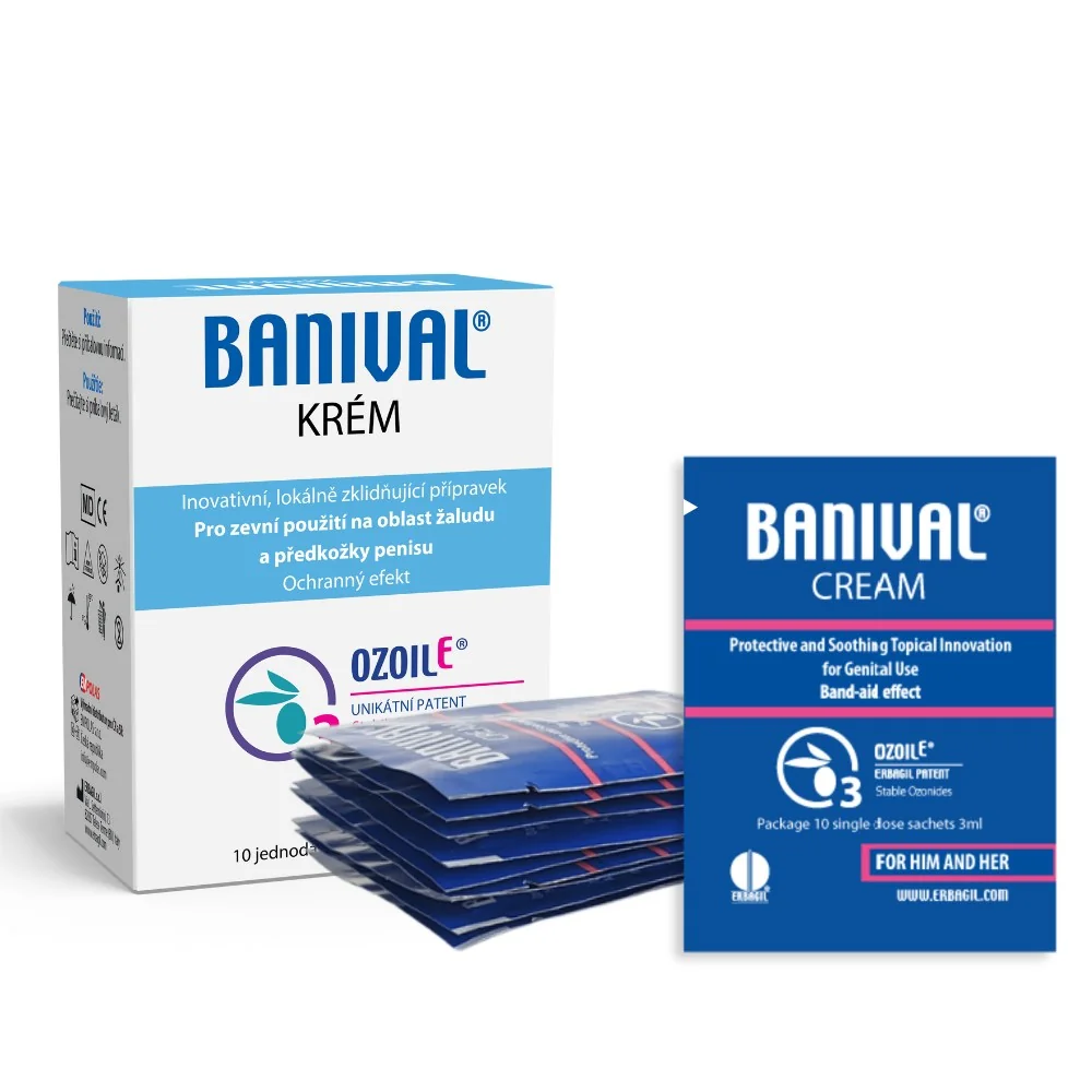 BANIVAL Krém Na Balanitídy A Balanopostitídy (10 Sáčkov a 3ml) 10×3 ml, proti zápalom