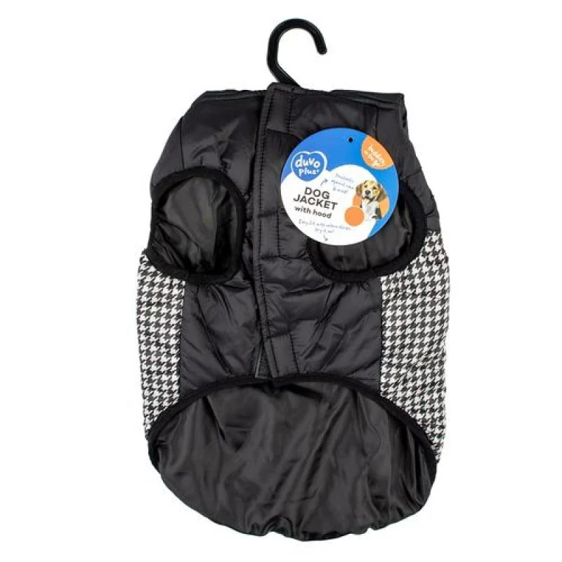 DUVO+ zimná bunda s kapucňou pre psov M 50cm pepita