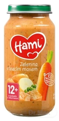 Hami príkrm Zelenina s teľacím mäsom 1×250 g, mäsovo-zeleninový príkrm