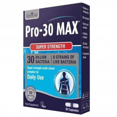 PRO-30 MAX PROBIOTIKA 60CPS NATURES AID UK