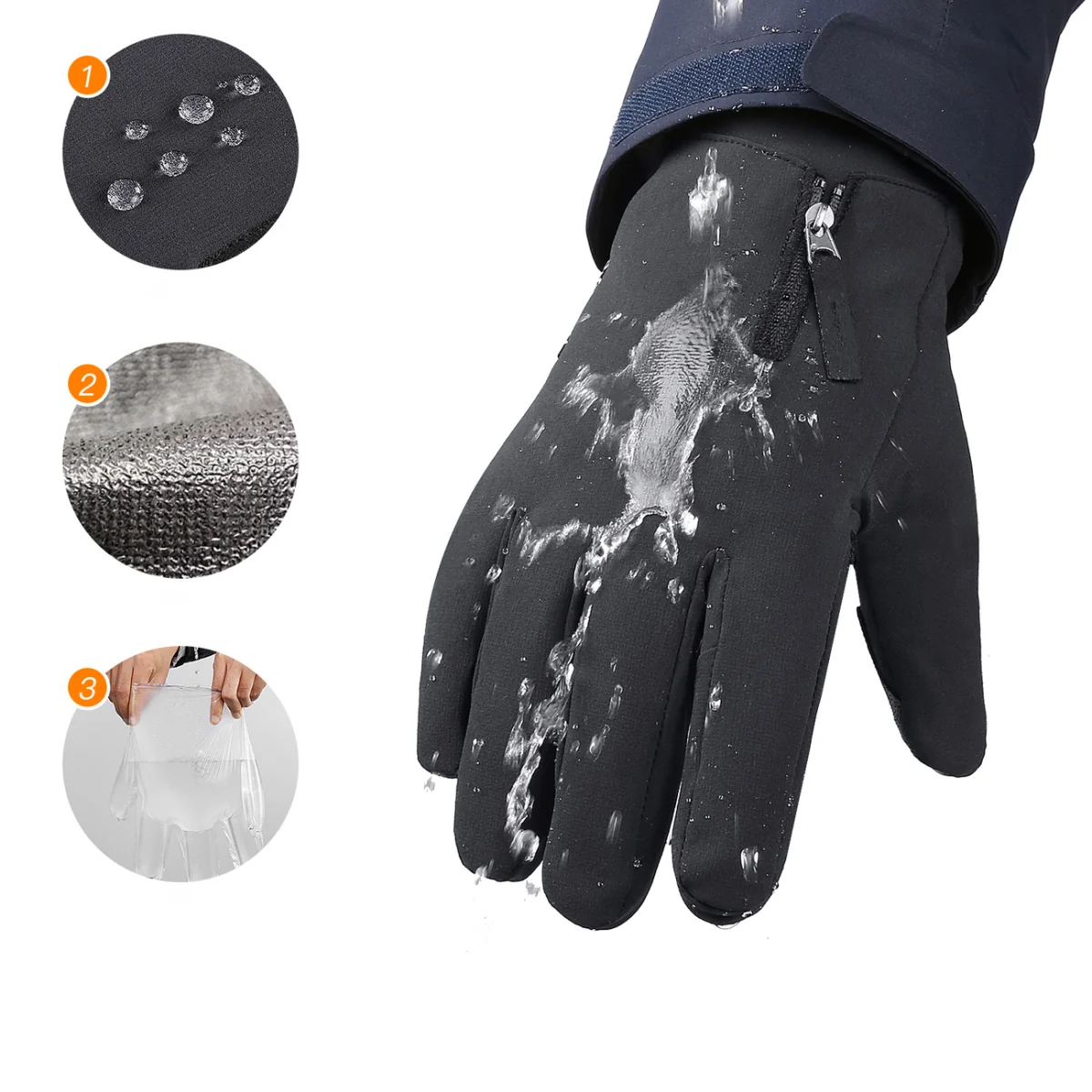 MG Anti-slip rukavice na ovládanie dotykového displeja XL, čierne