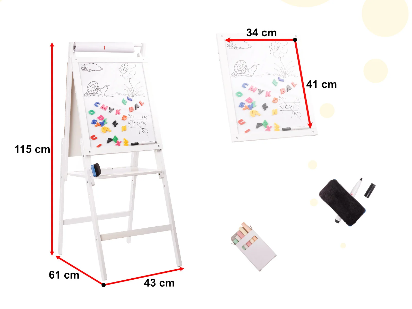 Magnetická drevená tabuľa biela veľká XXL
