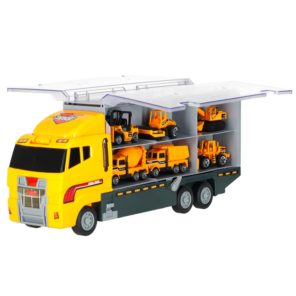 Tahač – transportér + 6 stavebných strojov, odpaľovač a úložné priehradky 
