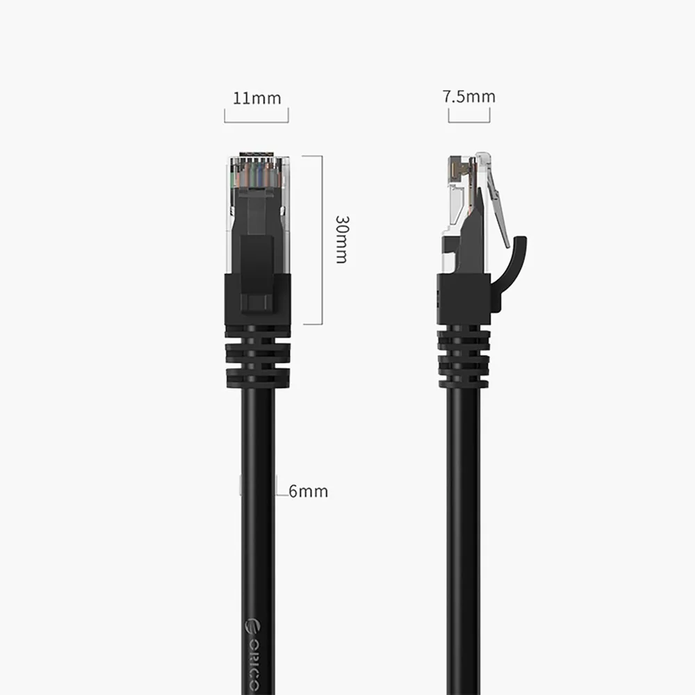 Orico PUG-C6 sieťový kábel LAN CAT6 RJ45 5m, čierny
