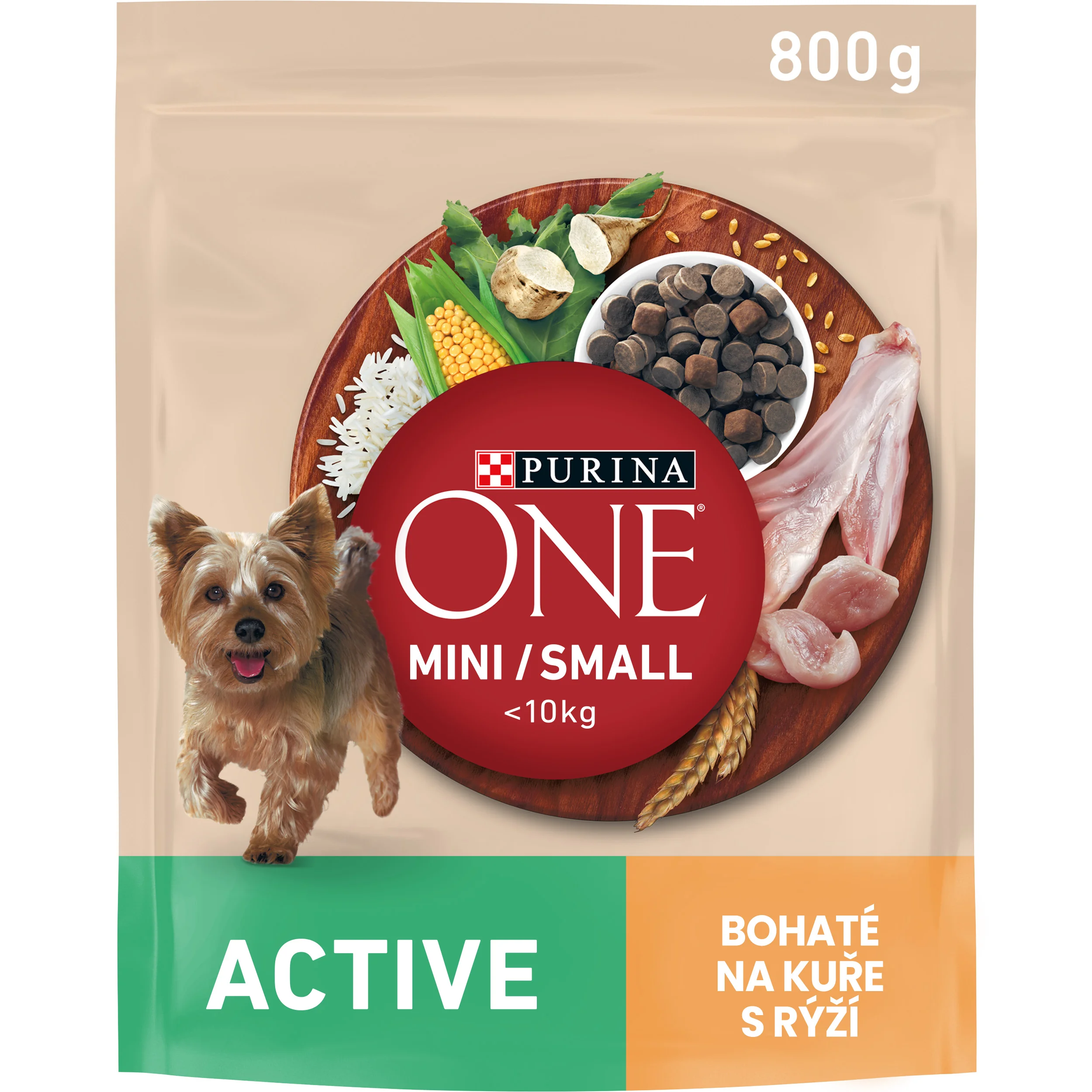 Purina ONE Mini Active granule pre psov kura 800 g 1×800 g, kompletné krmivo pre dospelých psov