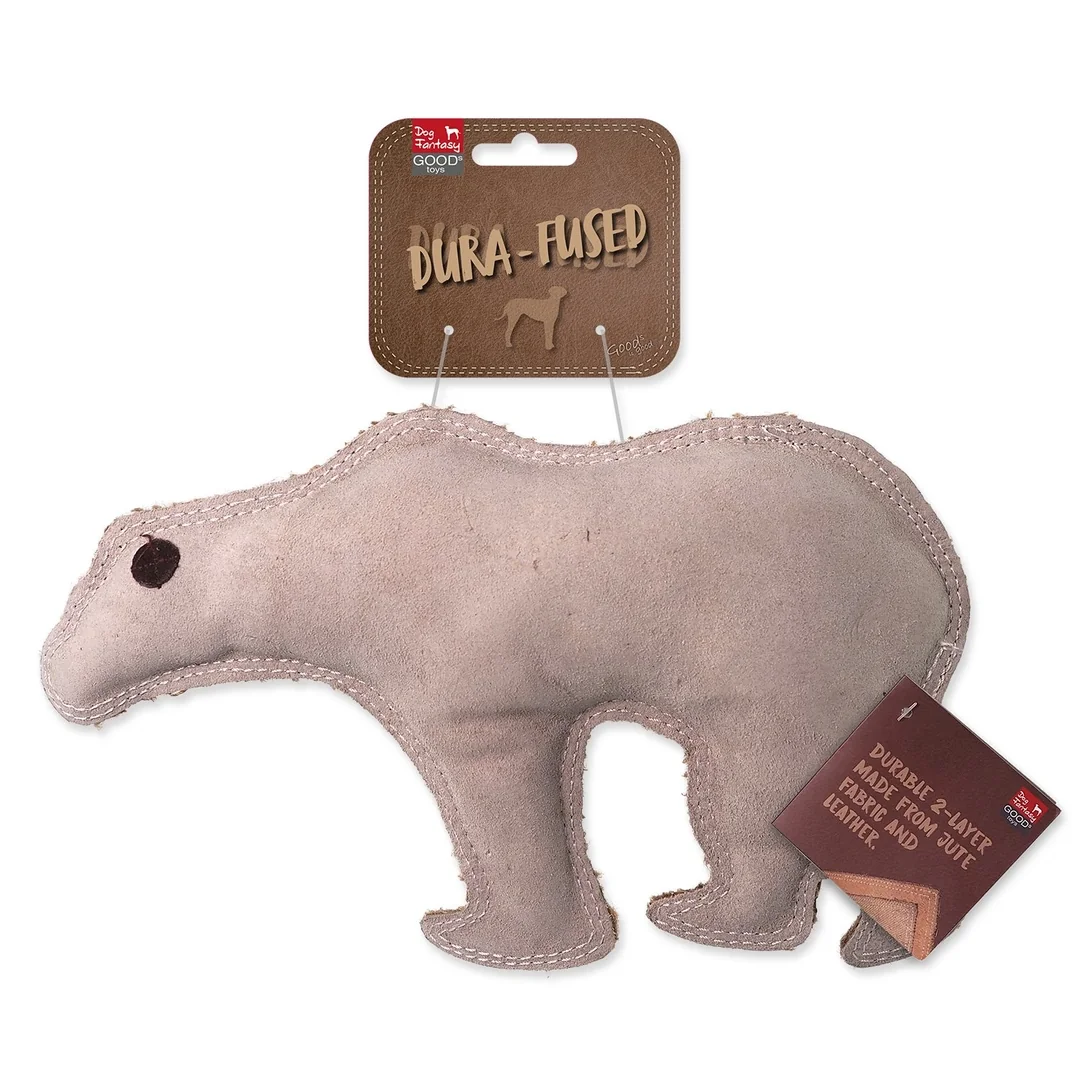 Hračka Dog Fantasy Dura-fused medveď pískací, koža a juta 28cm
