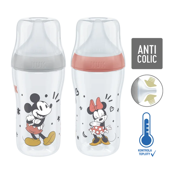 NUK Perfect Match flaša MICKEY s kontrolou teploty 260 ml 1×1 ks, dojčenská fľaša