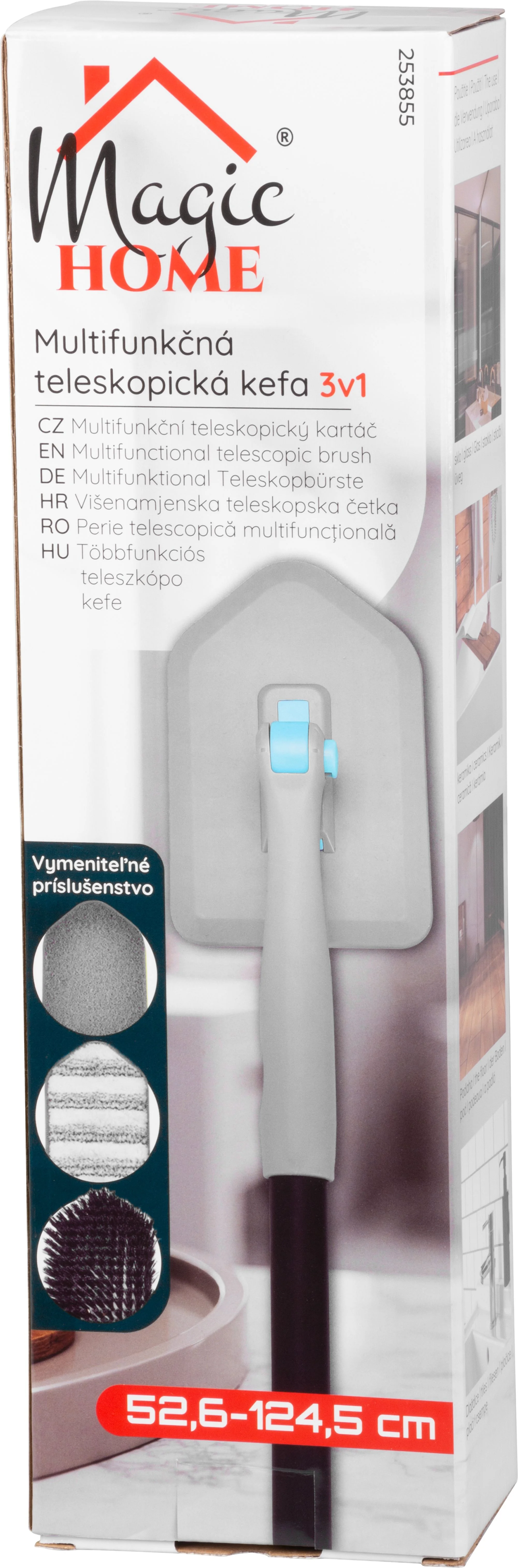 Strend Pro multifunkčná čistiaca kefa 3 v 1, 1 ks Na dlažbu a sklo, teleskopická násada 124,5 cm