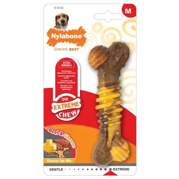 Nylabone Healthy Edibles Extreme Chew Texture Bone Steak&Cheese M 1×1 ks, psia hračka