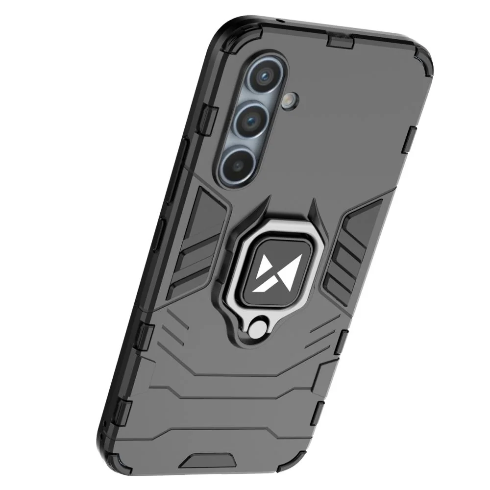 MG Ring Armor kryt na Samsung Galaxy A34 5G, čierny Odolný kryt s držiakom