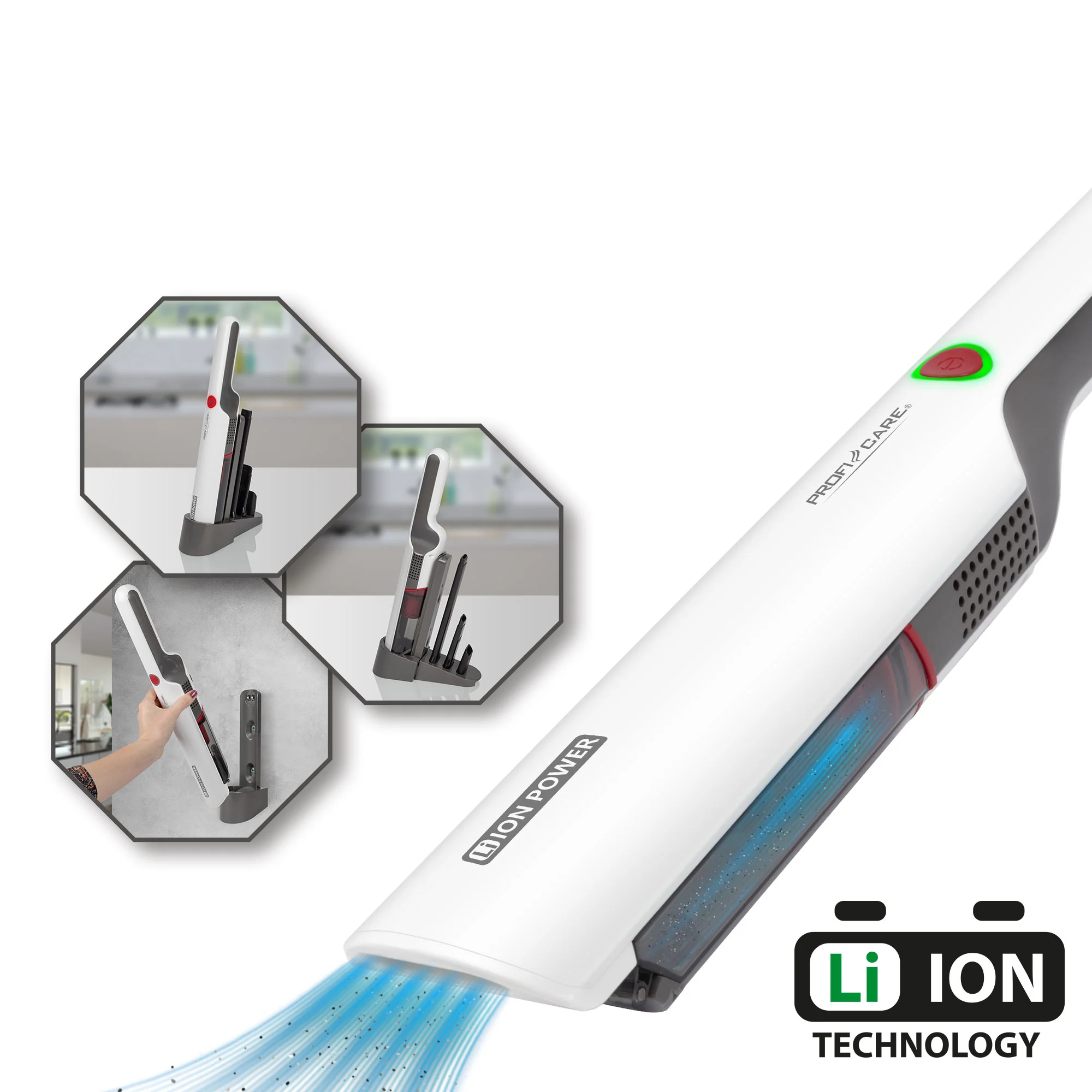 ProfiCare AKS 3102 akumulátorový ručný vysávač 11,1 V 2000 mAh Li-Ion HEPA