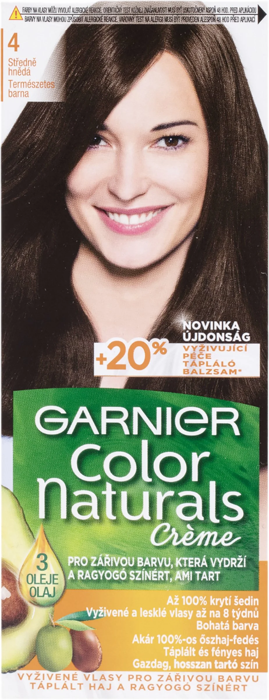 Garnier Color Naturals permanentná farba na vlasy 4 Stredne hnedá 1×1 kus, farba na vlasy