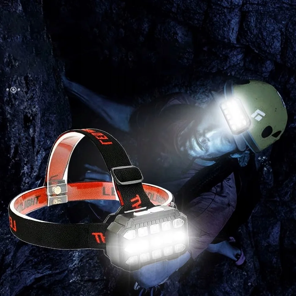 UV LED čelovka s USB nabíjaním - Čierna
