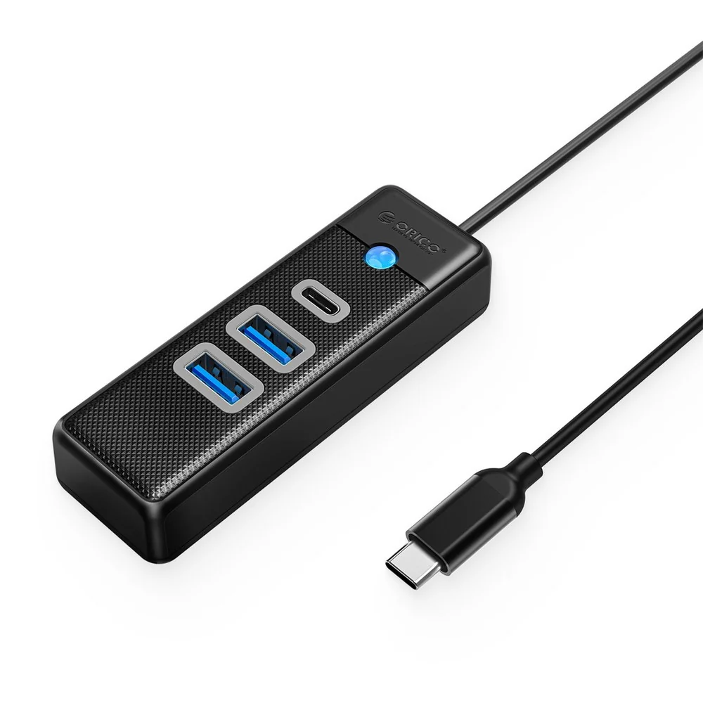 Orico PWC2U-C3 HUB adaptér USB-C - 2x USB 3.0 / USB-C 0.5m, čierny