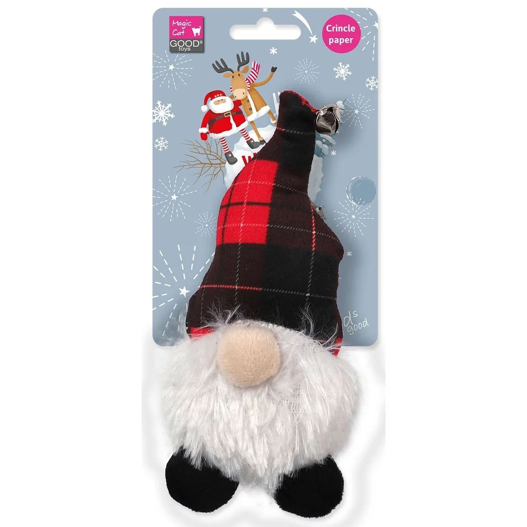 Hračka Magic Cat Winter Tale trpaslík so šantou čapice červeno-čierna 15cm