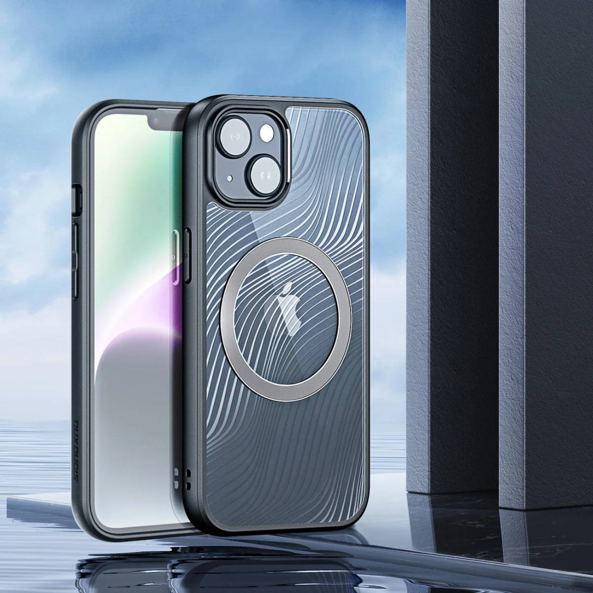 Dux Ducis Aimo MagSafe kryt na iPhone 15 Plus, čierny S originálnym dizajnom