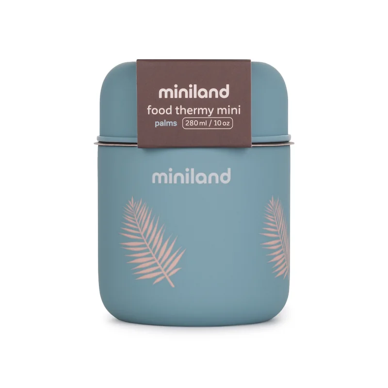 Miniland Terra termoska na jedlo 280 ml, modrá/palmy