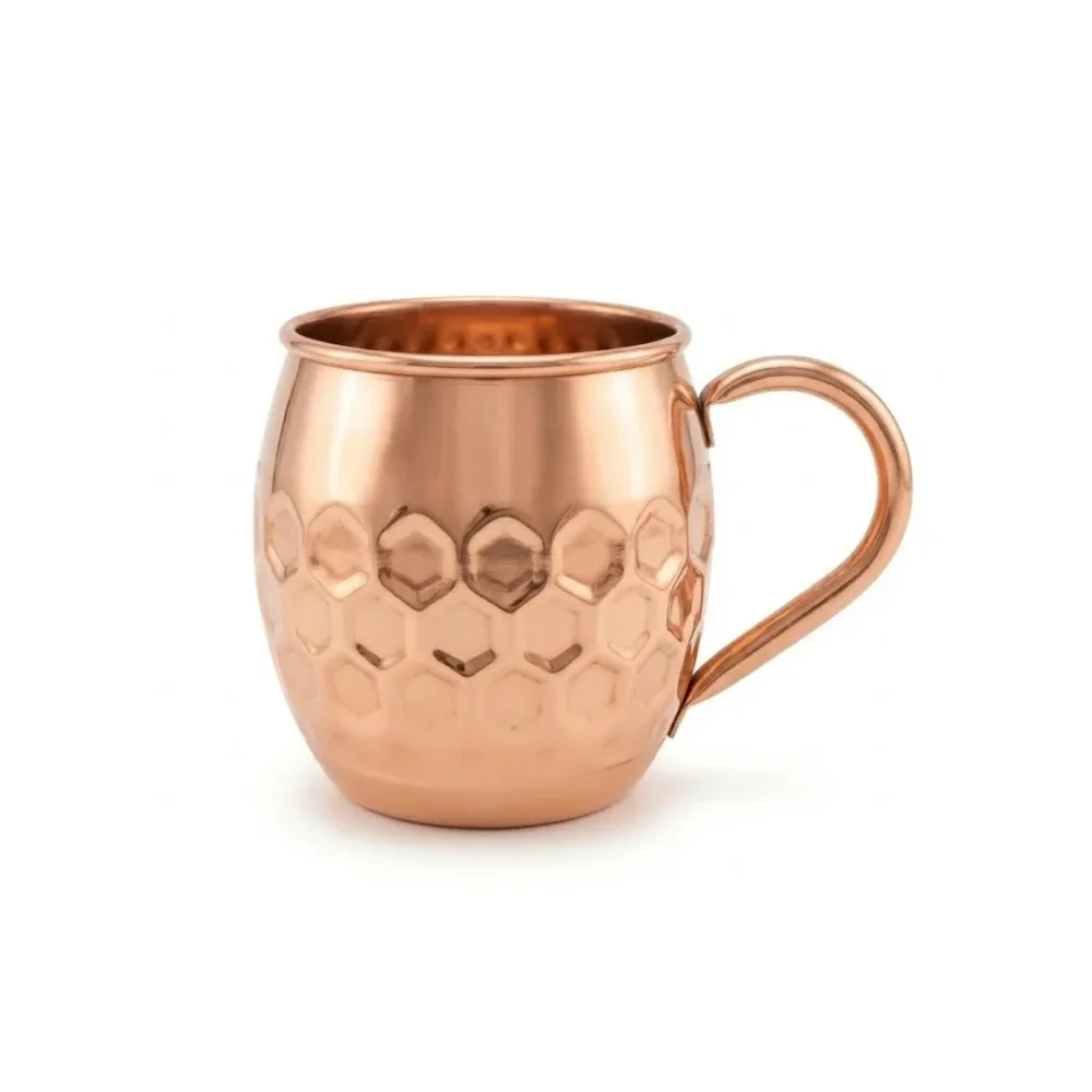 Medený bucľatý hrnček s uškom diamantový 500 ml