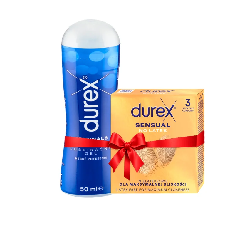 DUREX výhodný set lubrikant 50ml Original + Sensual No latex 3ks 1x lubrikant 50ml DUREX Original + 1x kondómy DUREX Sensual No latex 3ks