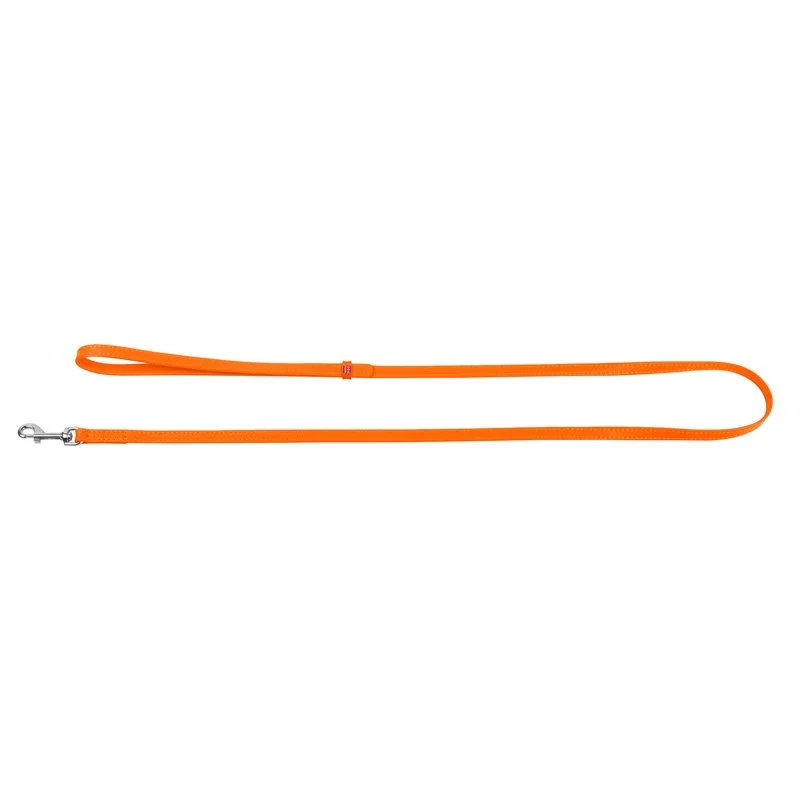 Ploché kožené vodítko oranžovej farby 122cm, šírka: 25 mm