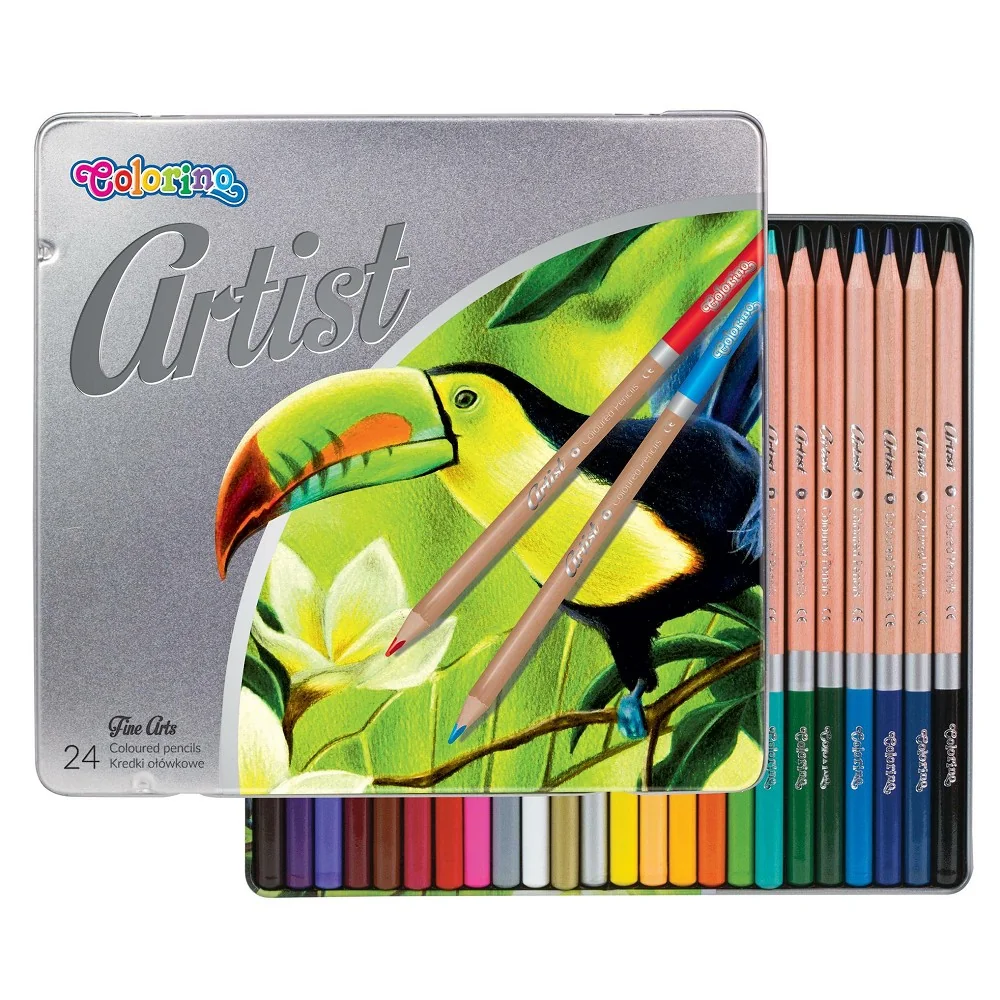 Umelecké pastelky Artist 24 ks, okrúhle v plechovke drevené, súprava