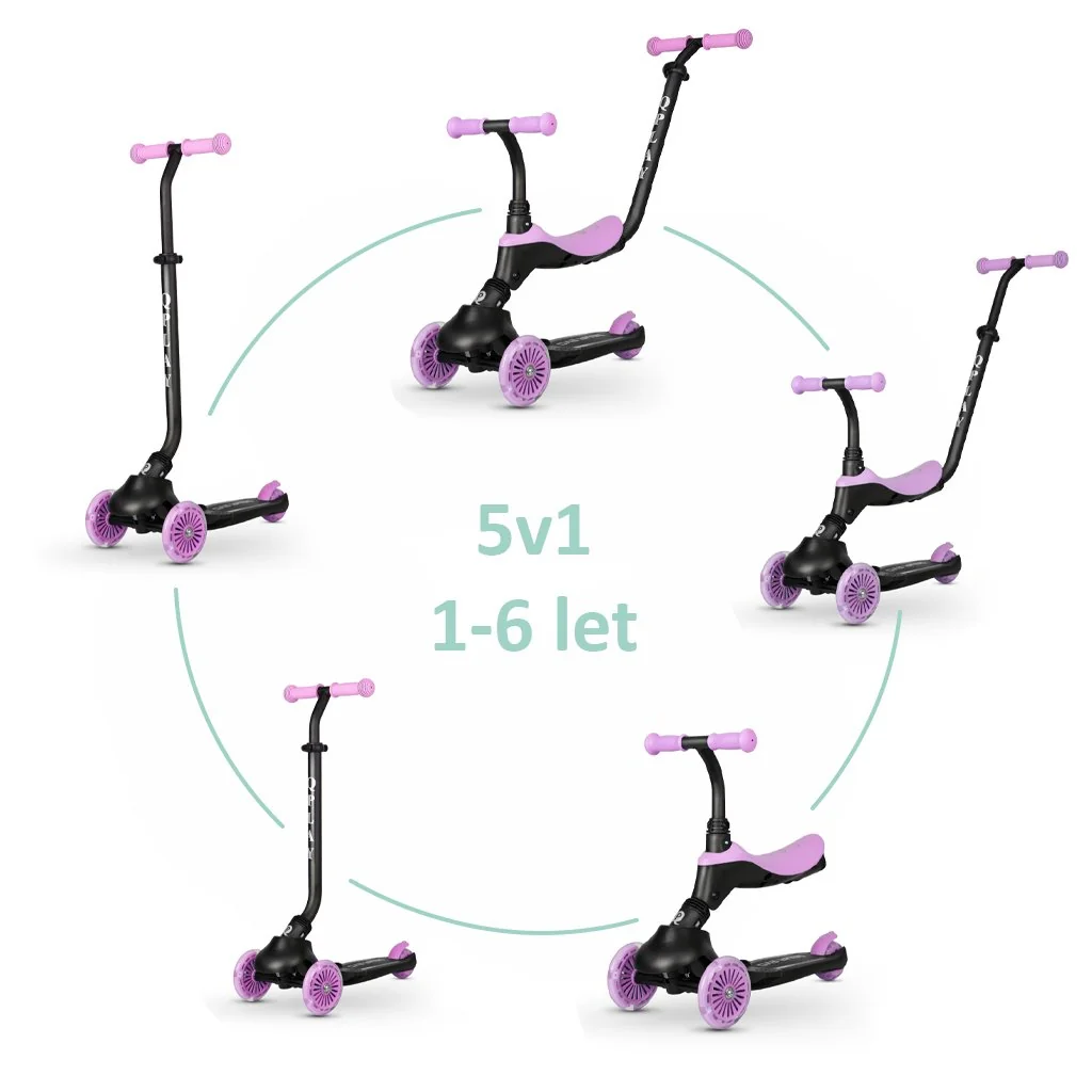 Kolobežka / odrážadlo Sema Evo s LED svetlami Violet, vek 1 - 6 rokov, do 50 kg