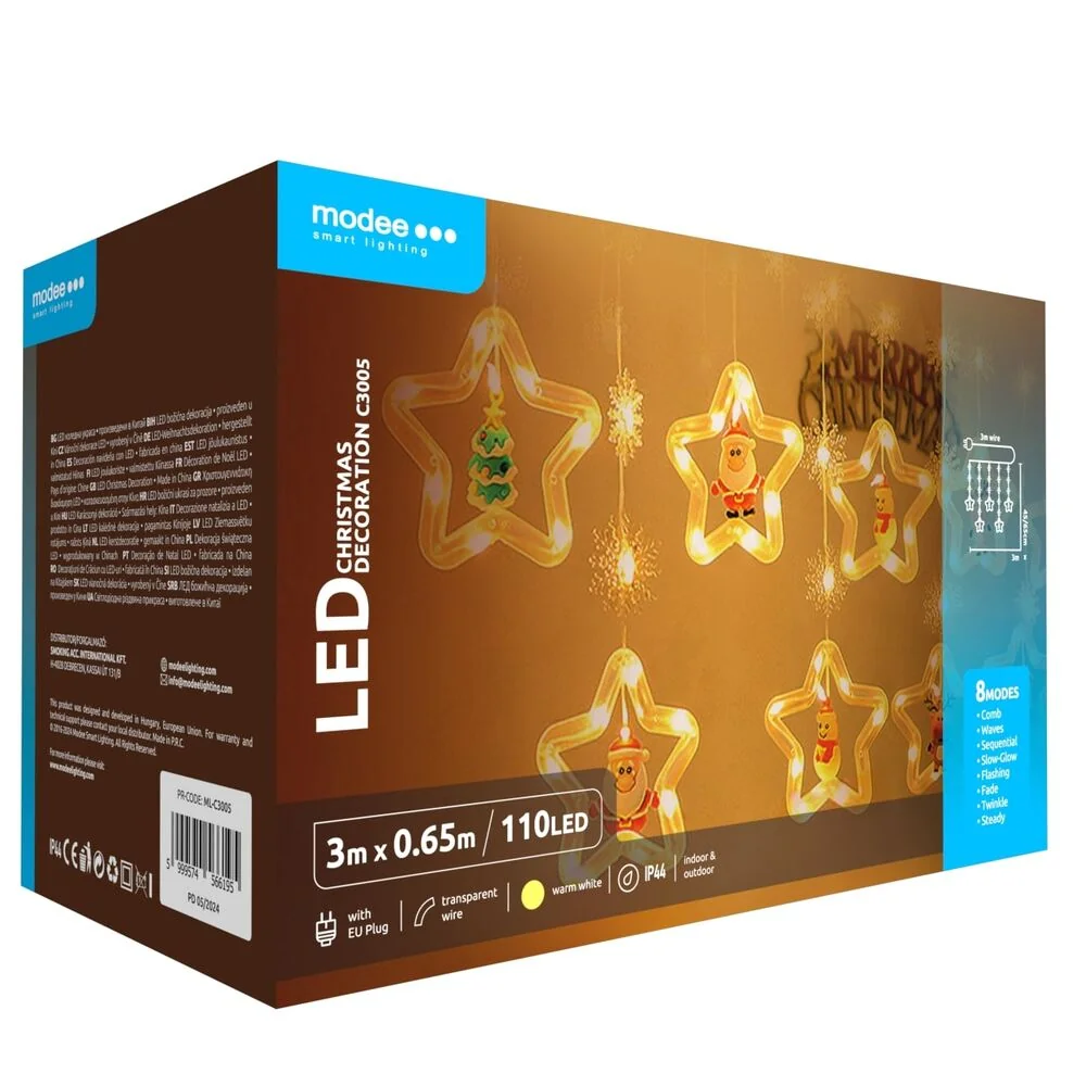 Modee Lighting LED dekorácia 110 LED 3m teplá biela hviezdičky