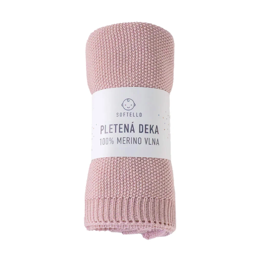 Pletená merino deka SOFTELLO - ABA tmavoružová