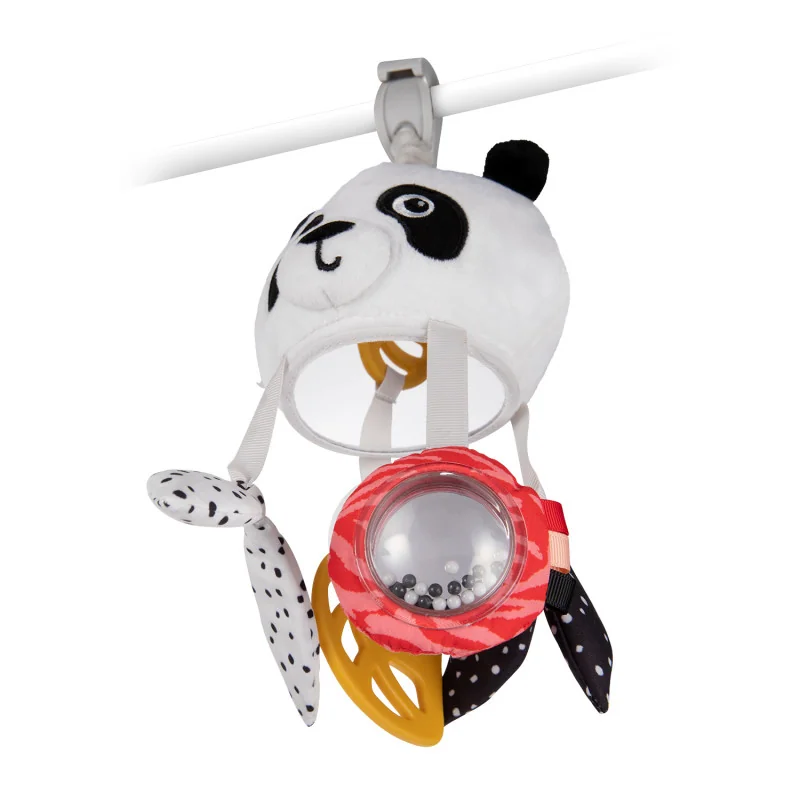 Canpol babies Senzorická závesná cestovná hračka PANDA s klipom BabiesBoo 1 ks