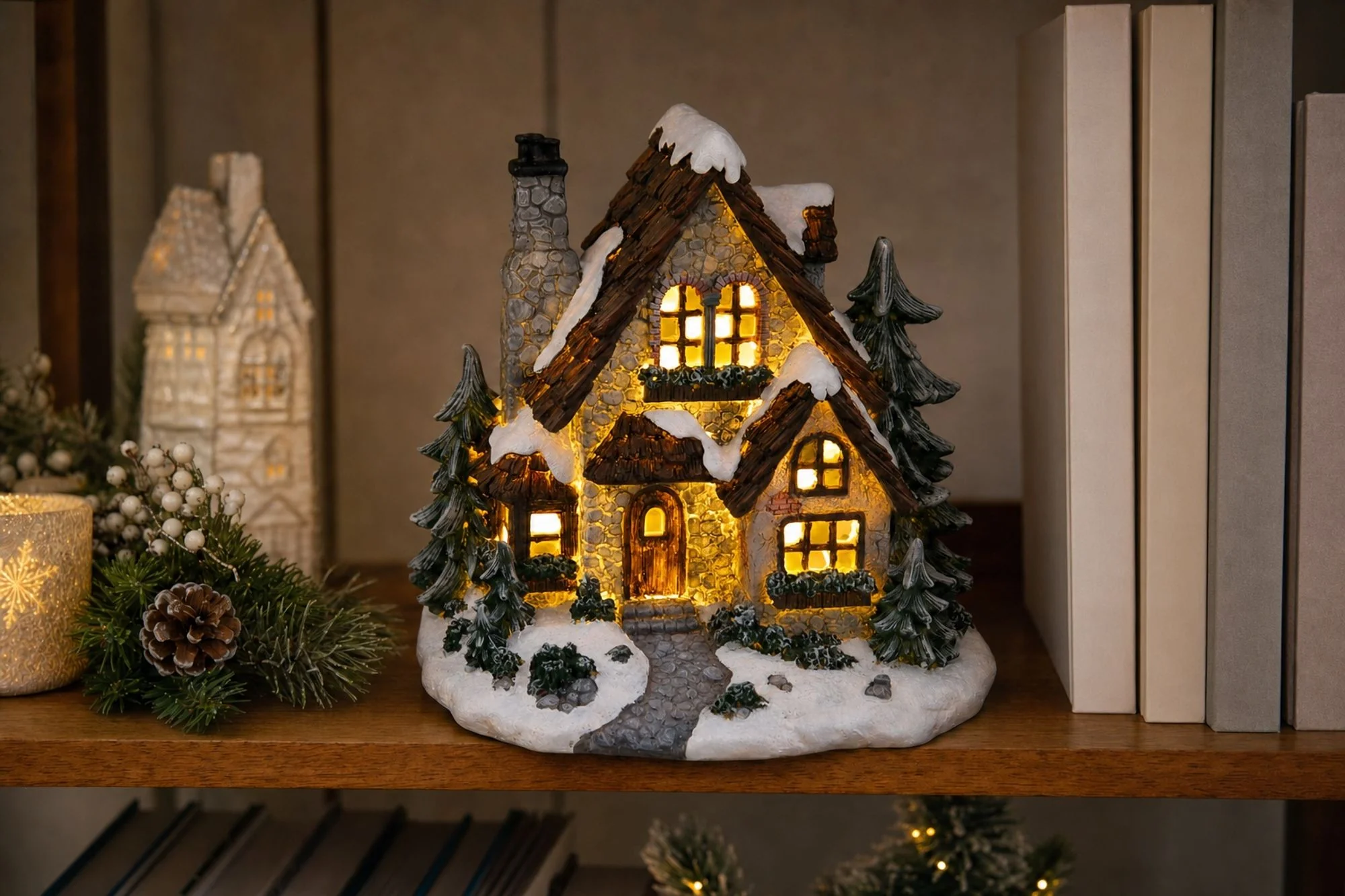MagicHome vianočná LED chalúpka, 1 ks 3xAA, 22,5x17,5x21 cm