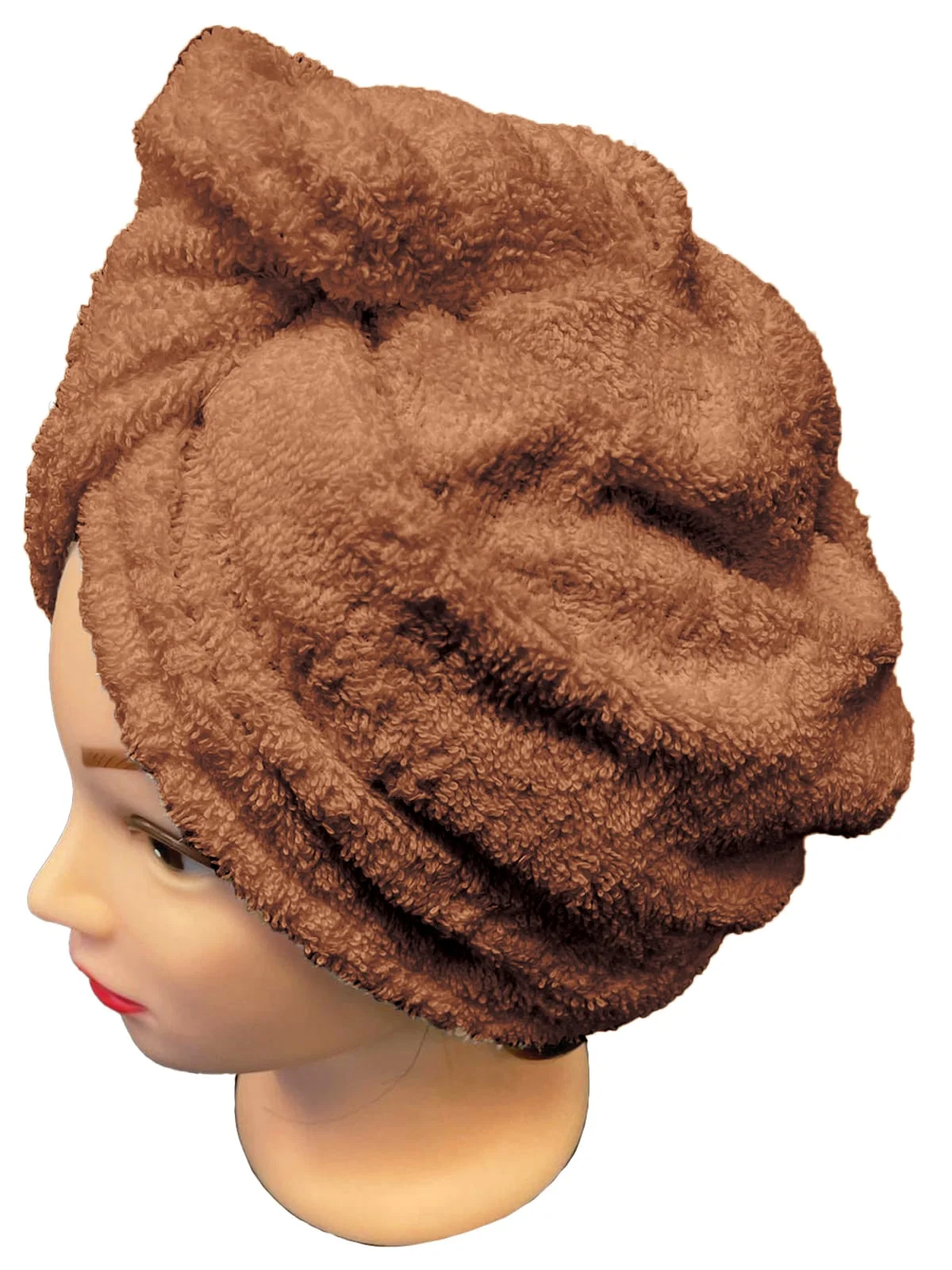 Rýchloschnúci froté turban na vlasy, hnedý