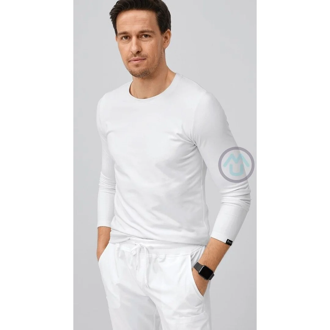 Pánske tričko s dlhým rukávom MICROFLEECE - biela 3XL
