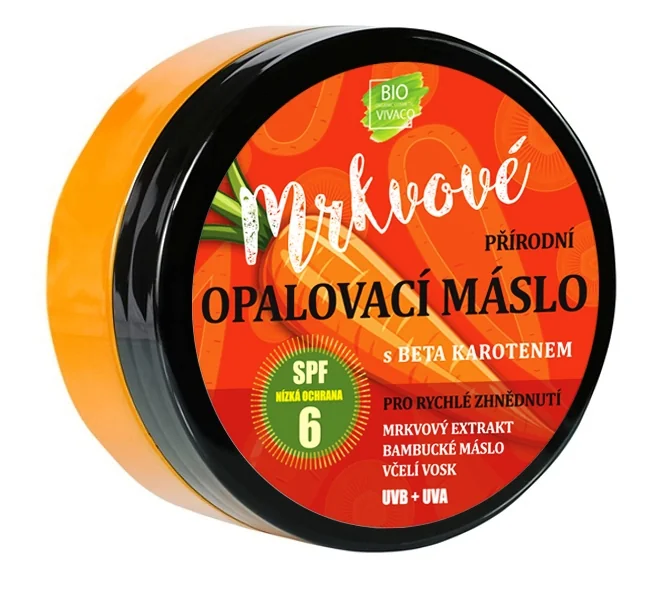 VIVACO SUN MRKVOVÉ opaľovacie maslo s betakaroténom SPF6 1×150 ml, 100% prírodné maslo