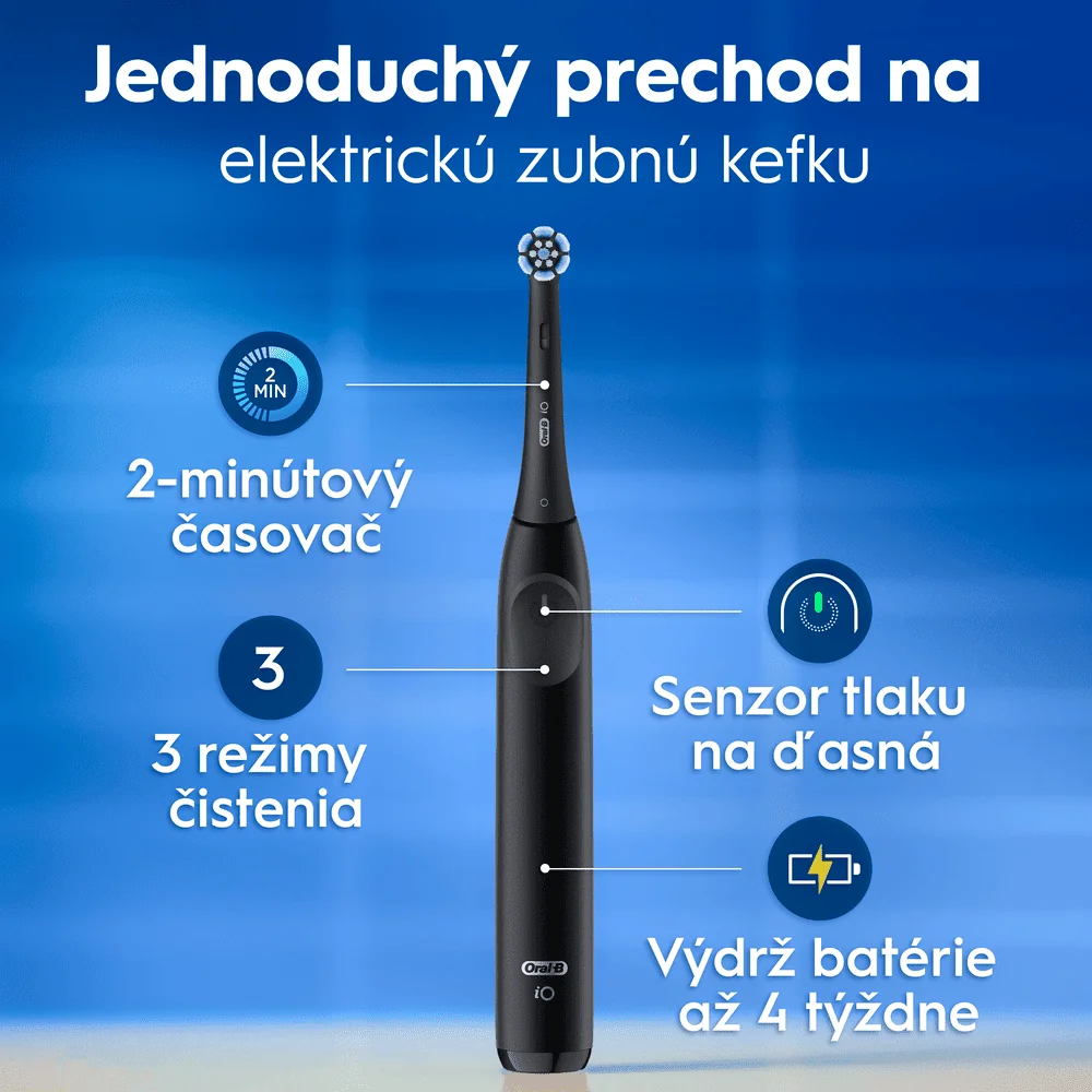 Oral-B iO 2 Elektrická zubná kefka | Vianočné vydanie | Čierne |4 kefkové hlavy | Cestovné puzdro 1 ks