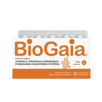 BioGaia ProTectis s vitamínom D 1×10 ks, žuvacie tablety - pomarančová príchuť