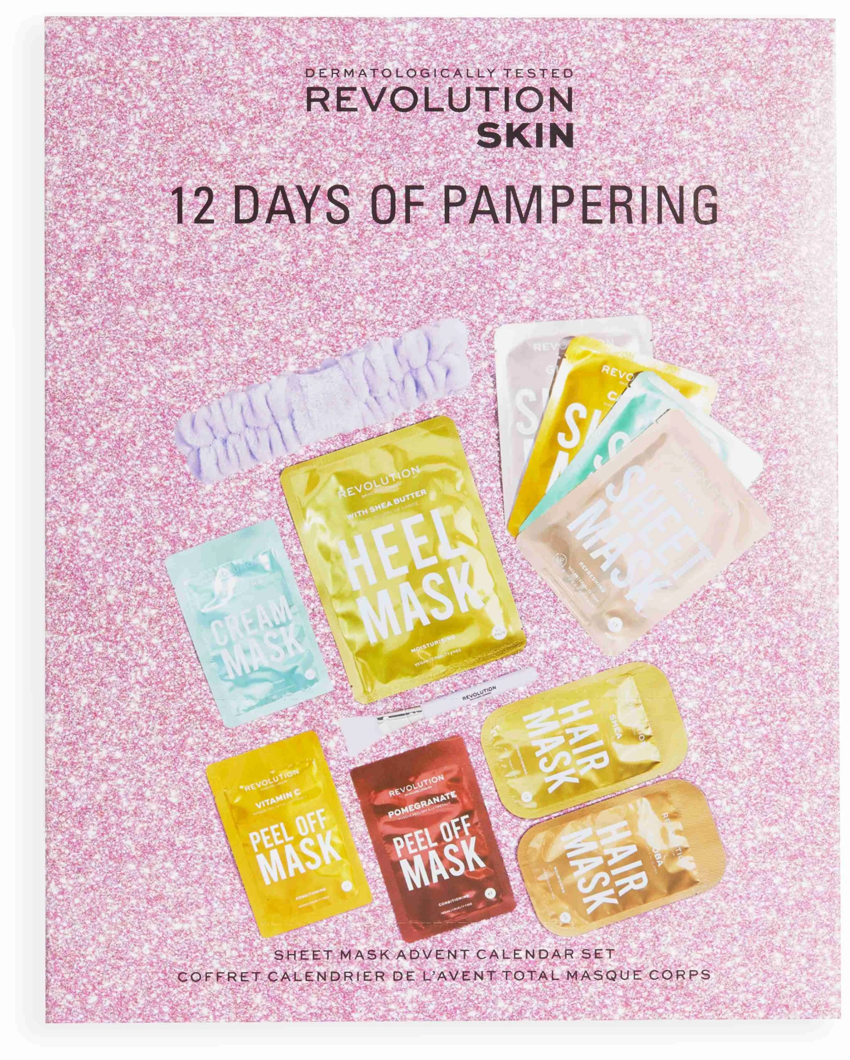 Revolution Skincare 12 Days of Face, Body & Hair Mask adventný kalendár 1×1 set, darčeková sada