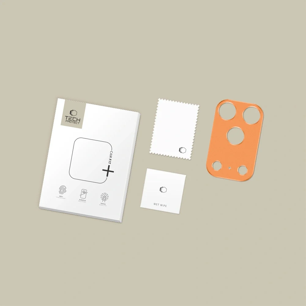 Tech-Protect CamAlloy Fit ochranné sklo na kameru na iPhone 17 Pro Max, oranžové , oranžové
