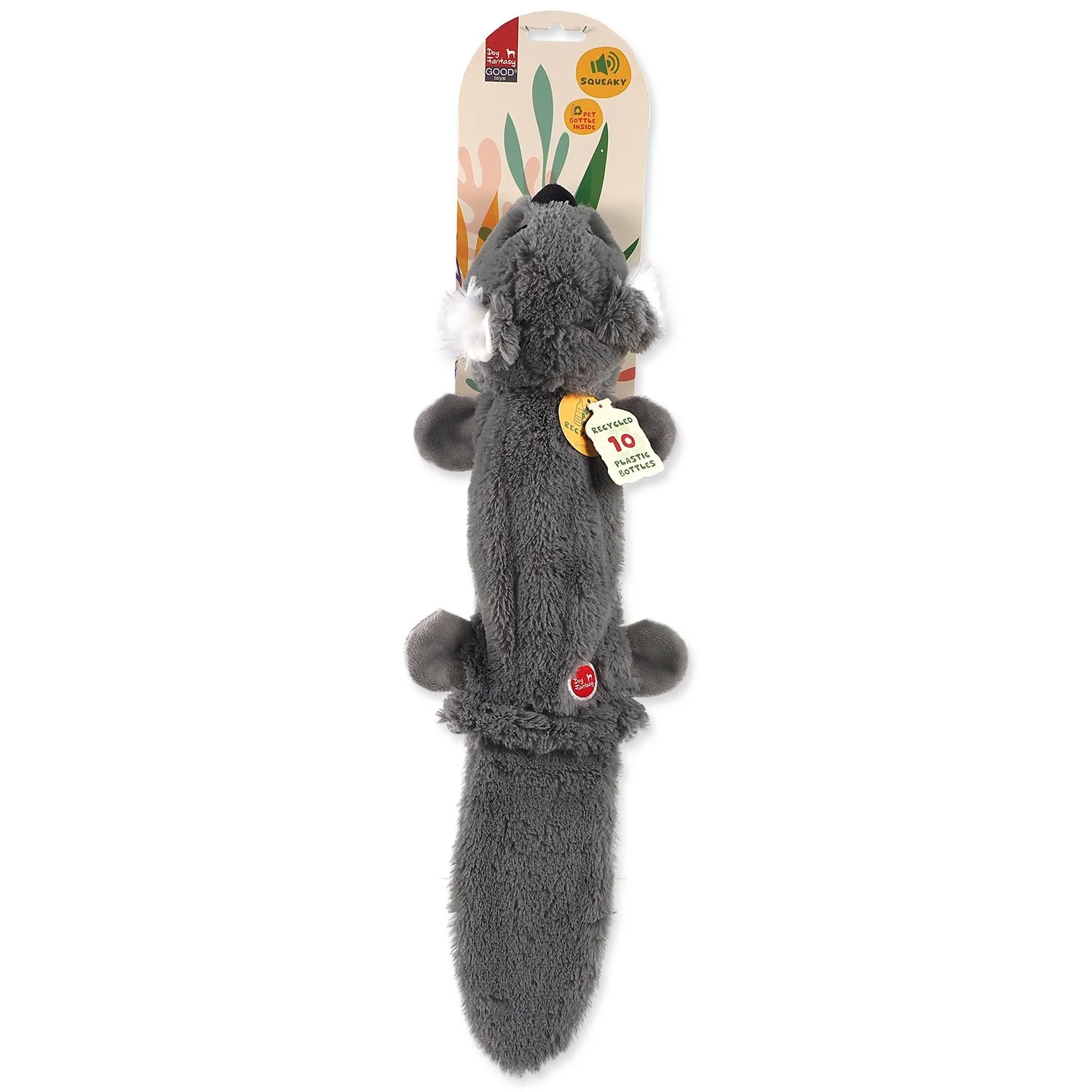 Hračka Dog Fantasy Recycled Toy koala s PET fľašou pískacia so šuštiacim chvostom 50cm