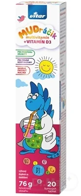 VITAR MUDráčik multivitamín + VITAMÍN D3 1×20 tbl, výživový doplnok