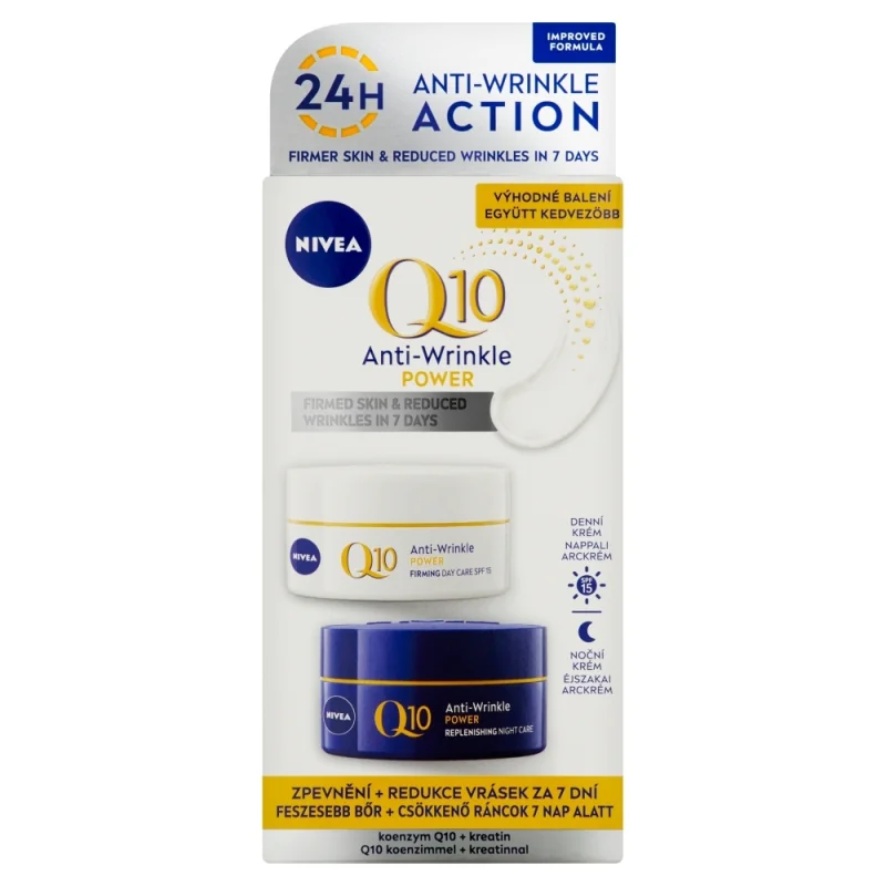 NIVEA Q10 Power Denný a nočný krém proti vráskam, 2 x 50 ml