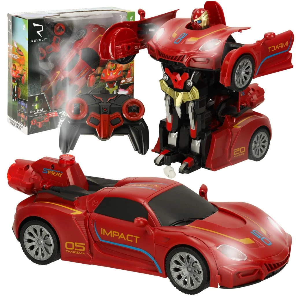 RC auto Transformer – červené, 2.4 GHz, premena na robota, 20–30 min