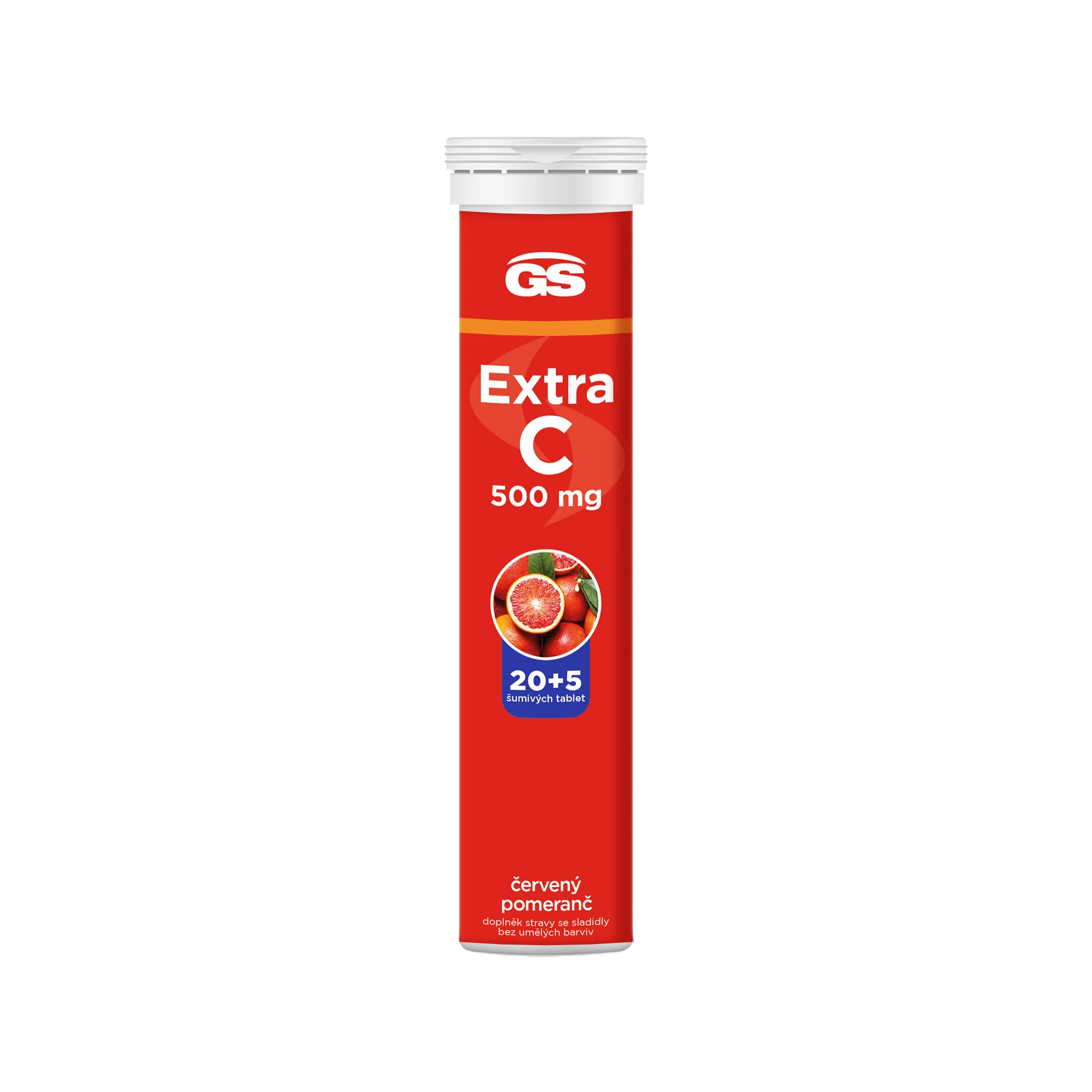 GS Extra C 500 eff.tbl. 20+5 červený pomaranč 1×20+5 tbl, výživový doplnok
